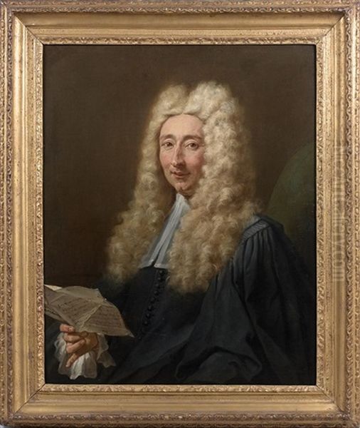 Portrait De Gentilhomme A La Lettre Oil Painting by Jean Restout the Younger