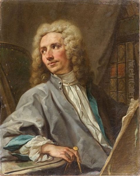 Portrait De L'architecte Pierre De Vigny Oil Painting by Jean Restout the Younger