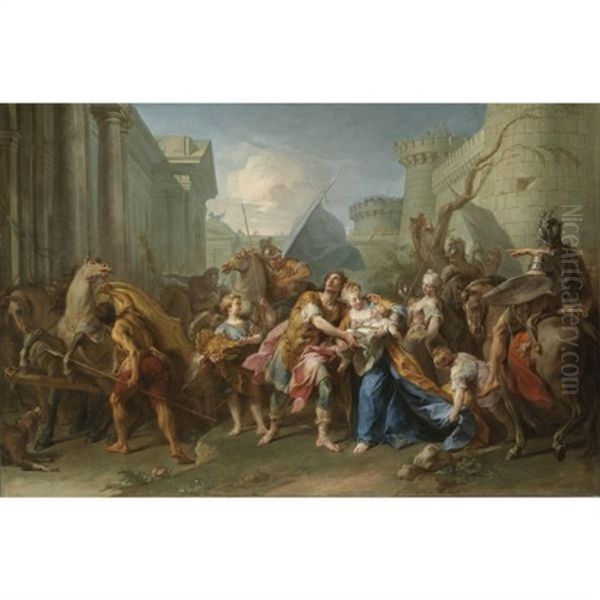 Hector Taking Leave Of Andromache Oil Painting by Jean Restout the Younger