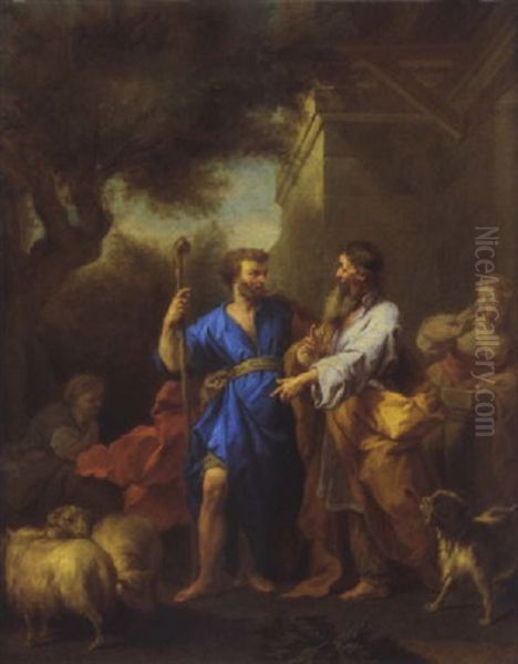 Jacob Et Laban, Genese 29-26 Oil Painting by Jean Restout the Younger