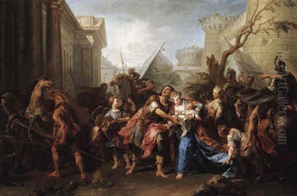 Hector Taking Leave Of Andromache Oil Painting by Jean Restout the Younger