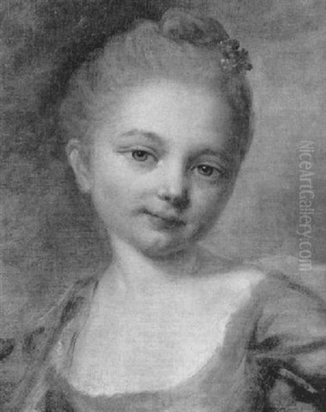 Portrait De Jeune Fille Oil Painting by Jean Bernard Restout