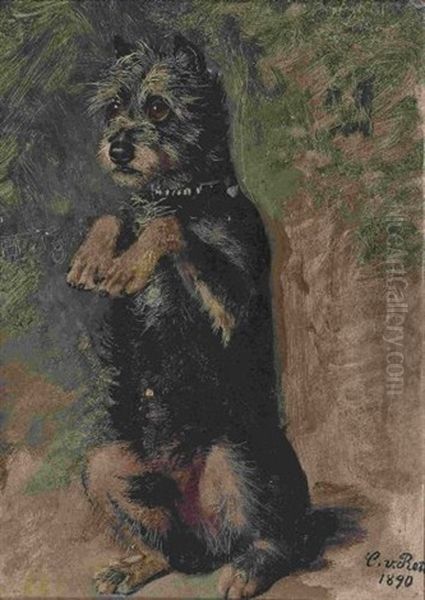 Mannchen Machender Hund Oil Painting by Caspar Von Reth