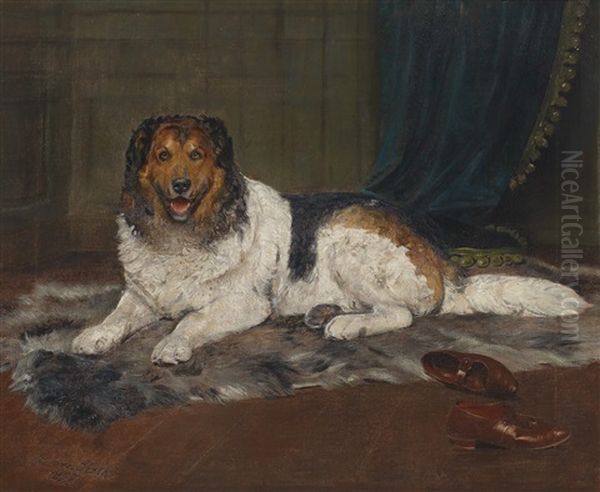 Ein Landseer Und Ein Paar Braune Schuhe Oil Painting by Caspar Von Reth