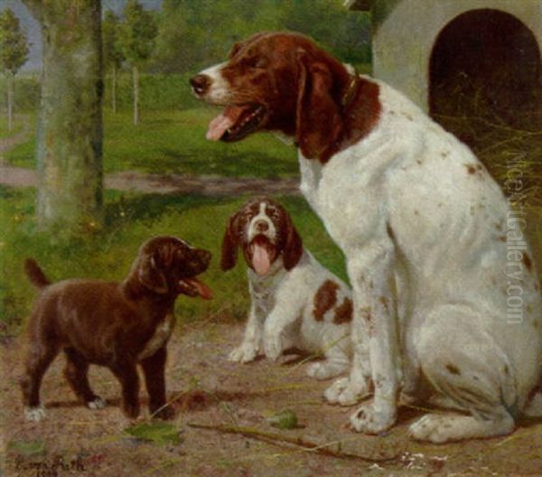 Sleepy Dogs Oil Painting by Caspar Von Reth