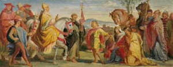 Die Begegnung Kaiser Heinrichs Iv. Mit Papst Gregor Vii. In Canossa Oil Painting by Alfred Rethel