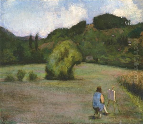 Cloudy Plein-air Oil Painting by Istvan Reti