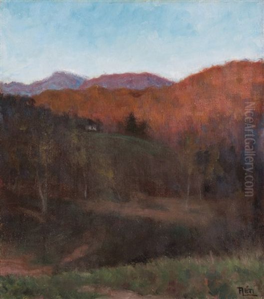 View Of A Mountainside Oil Painting by Istvan Reti