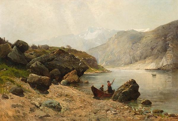 Heimliches Rendezvous Auf Dem Gebirgssee Oil Painting by Karl Lorenz Rettich