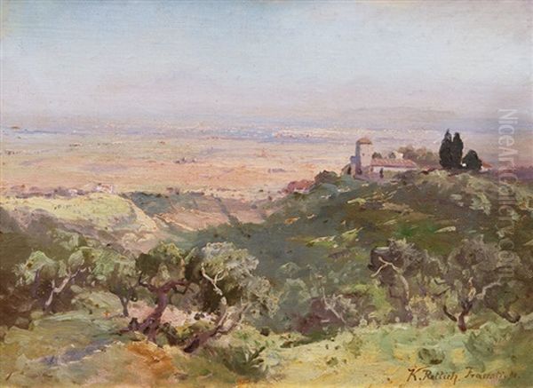 Frascati Oil Painting by Karl Lorenz Rettich