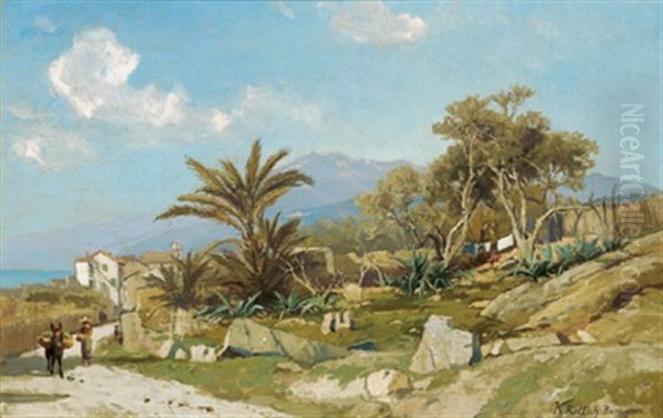 An Der Riviera Bei Bordighera Oil Painting by Karl Lorenz Rettich