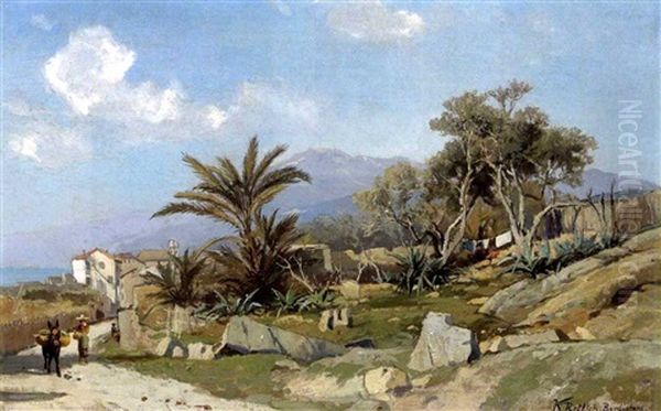 An Der Riviera Bei Bordighera Oil Painting by Karl Lorenz Rettich