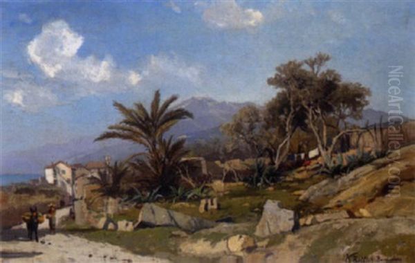 An Der Riviera Bei Bordighera Oil Painting by Karl Lorenz Rettich