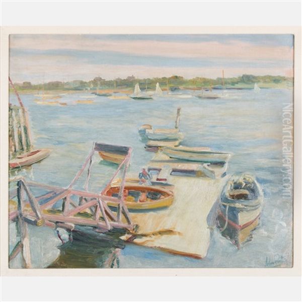 Yacht Yard Landing, Marblehead Oh Oil Painting by John Rettig