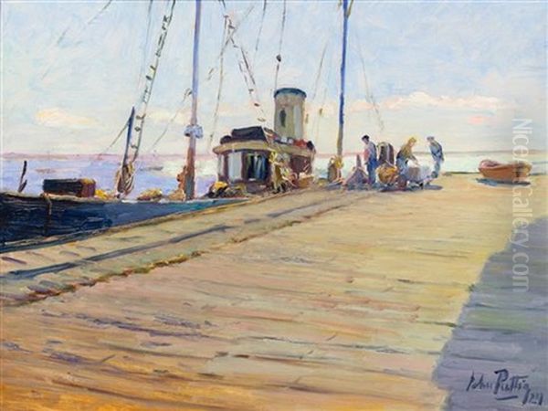 The Nautilus, Provincetown Pier, Cape Cod, 1924 Oil Painting by John Rettig