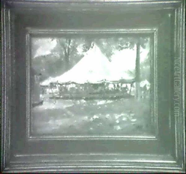 Outdoor Carousel In Park Oil Painting by John Rettig