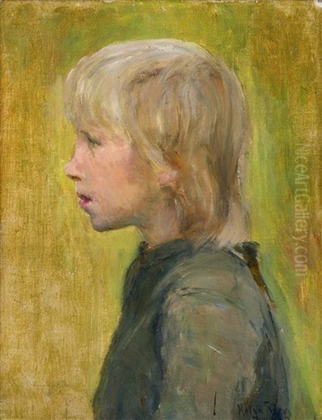 Barnehode I Profil Oil Painting by Helga Marie Ring Reusch