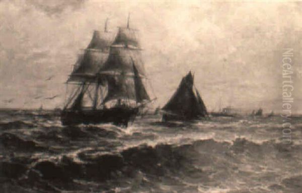 Segelschiff Und Fischerboote In Der Elbmundung Oil Painting by Elizabeth Reuter