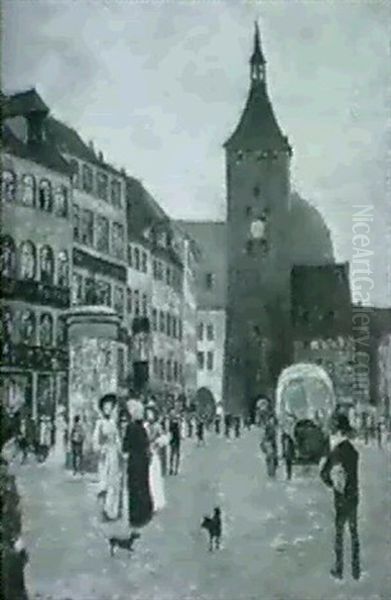 Alt-nurnberger Strassenszene Oil Painting by Wilhelm Reuter