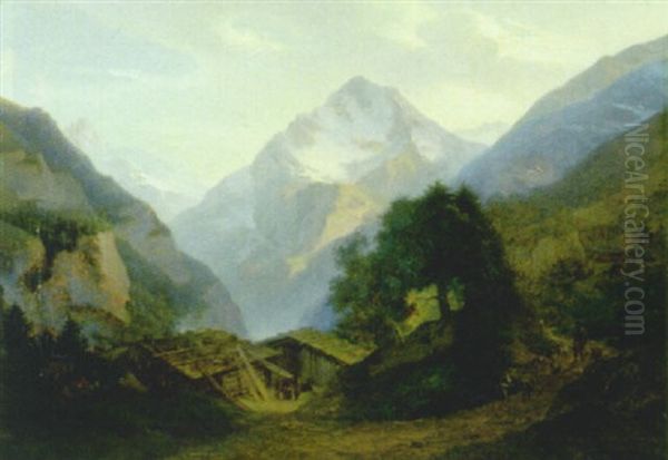 Blick Auf Den Bristenstock Oil Painting by Jakob Heinrich Reutlinger