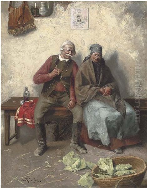 An Unwelcome Advance Oil Painting by Imre Revesz