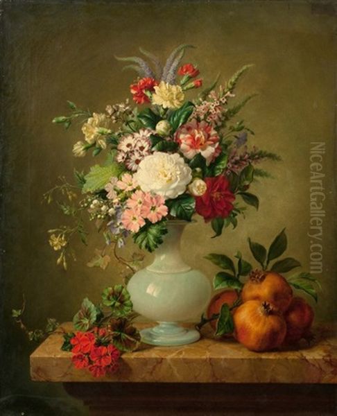 Bouquet De Fleurs Dans Un Vase En Opaline Oil Painting by Claude Louis Marie Revol