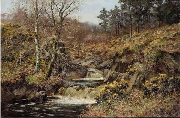 A Waterfall Oil Painting by Walter Boodle