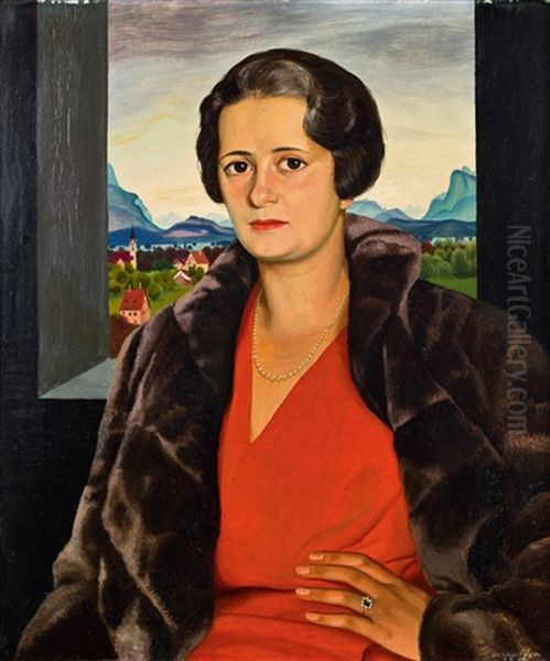 Portrat Der Frau Paula Von Schlozer Oil Painting by Herbert Reyl-Hanisch