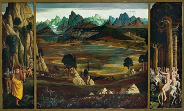 Entdeckung Der Neuen Welt - Verlust Der Unschuld (triptych) Oil Painting by Herbert Reyl-Hanisch