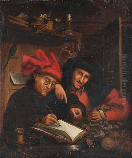 Die Geldwechsler Oil Painting by Marinus van Reymerswaele