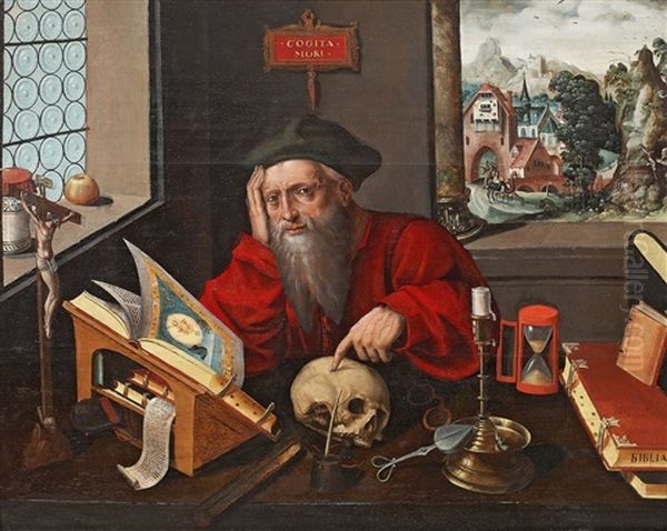 Saint Jerome In The Study Oil Painting by Marinus van Reymerswaele