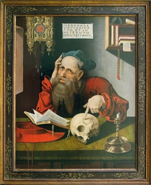 Saint Jerome Dans Son Cabinet De Travail Oil Painting by Marinus van Reymerswaele