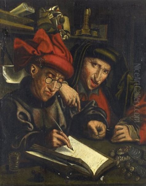 Le Receveur Et Son Assistant Oil Painting by Marinus van Reymerswaele