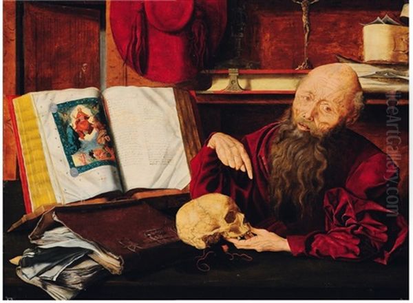 Saint Jerome Dans Son Cabinet Oil Painting by Marinus van Reymerswaele