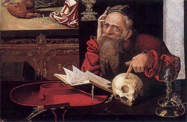 Saint Jerome Dans Son Cabinet De Travail by Marinus van Reymerswaele