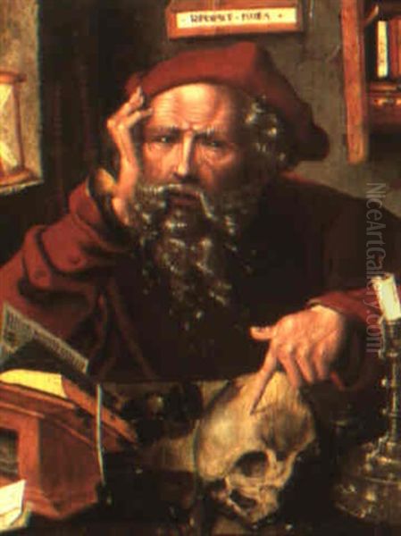 St. Jerome In His Study Oil Painting by Marinus van Reymerswaele