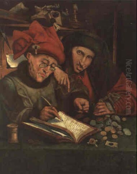 Die Steuereinnehmer Oil Painting by Marinus van Reymerswaele