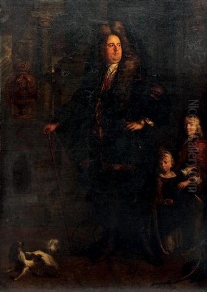 Portrait D'homme Et Ses Enfants Oil Painting by Jan de Reyn