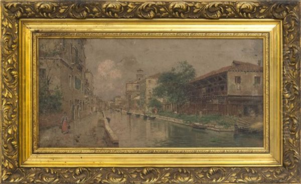 Venetian Scene Oil Painting by Antonio Maria de Reyna Manescau