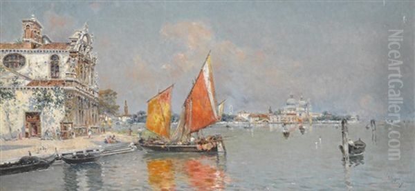 La Giudecca, Venice Oil Painting by Antonio Maria de Reyna Manescau