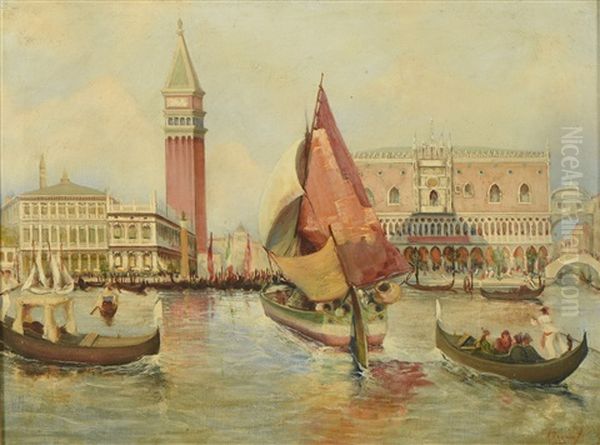 Vue De Venise Oil Painting by Antonio Maria de Reyna Manescau