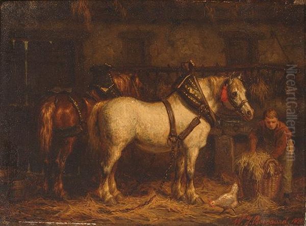 Interior Of A Barn Oil Painting by Willem Jacobus Boogaard