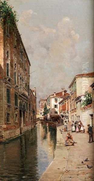 Ansicht In Venedig Oil Painting by Antonio Maria de Reyna Manescau