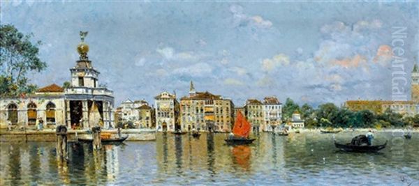 Blick Auf Venedig Mit Gondoliere Oil Painting by Antonio Maria de Reyna Manescau