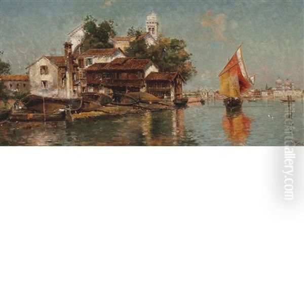 San Trovaso, Venice Oil Painting by Antonio Maria de Reyna Manescau