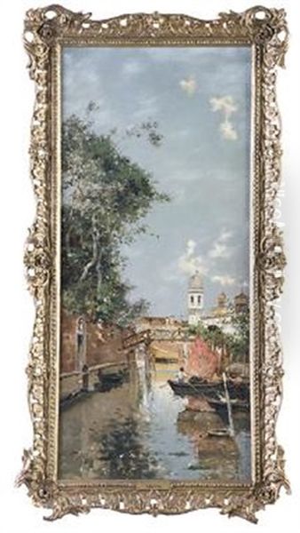 Canal Veneciano Oil Painting by Antonio Maria de Reyna Manescau