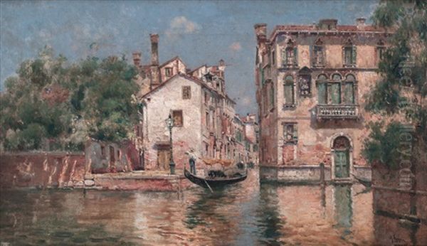 Canales De Venecia Oil Painting by Antonio Maria de Reyna Manescau