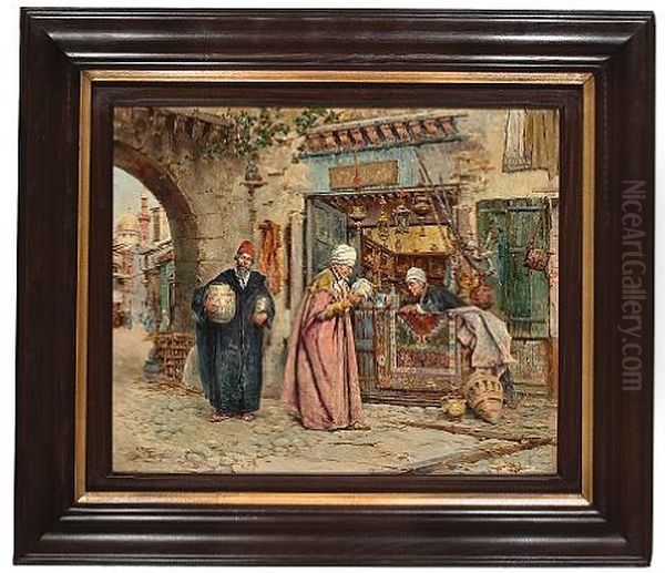 The First Sale Of The Day Oil Painting by Antonio Maria de Reyna Manescau