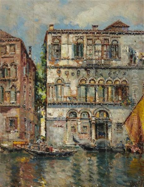 Venezianische Ansichten (2 Works) Oil Painting by Antonio Maria de Reyna Manescau