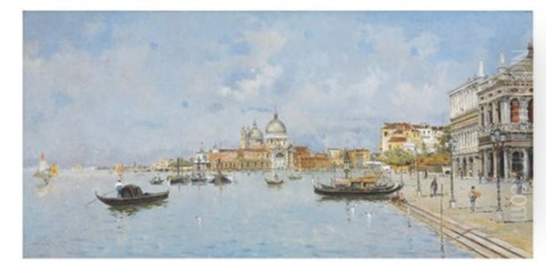 A View Of Venice Oil Painting by Antonio Maria de Reyna Manescau